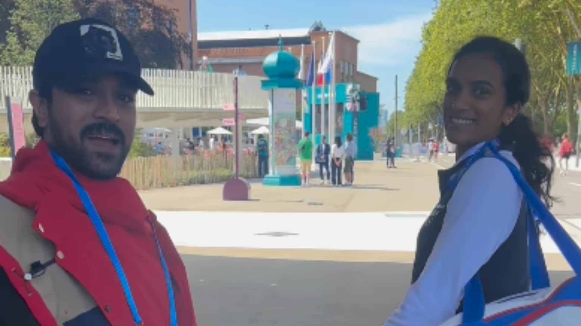 Ram Charan and Upasana called PV Sindhu a true rockstar player took them on a tour of the Olympic Village