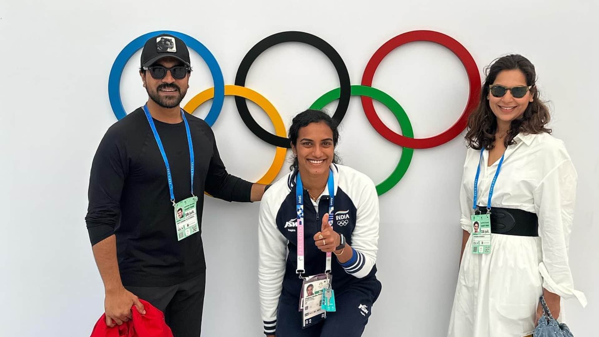 Ram Charan and Upasana called PV Sindhu a true rockstar player took them on a tour of the Olympic Village