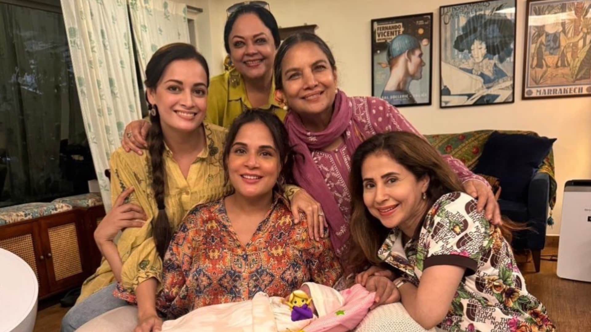 Shabana Azmi went to see new the mommy Richa Chadha with Dia Mirza Urmila Matondkar and Tanvi Azmi shares pi