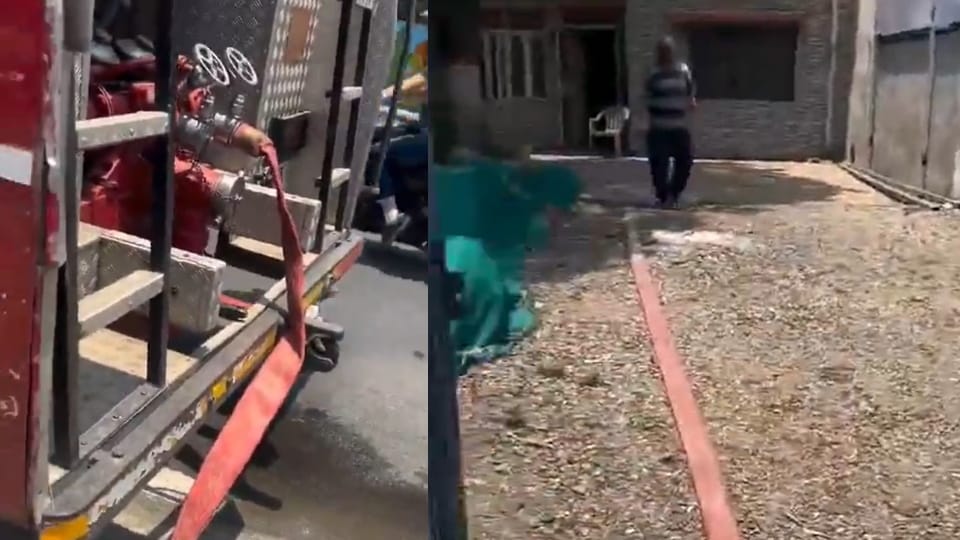 Dehradun News Water being filled from fire brigade vehicle at IPS house video viral