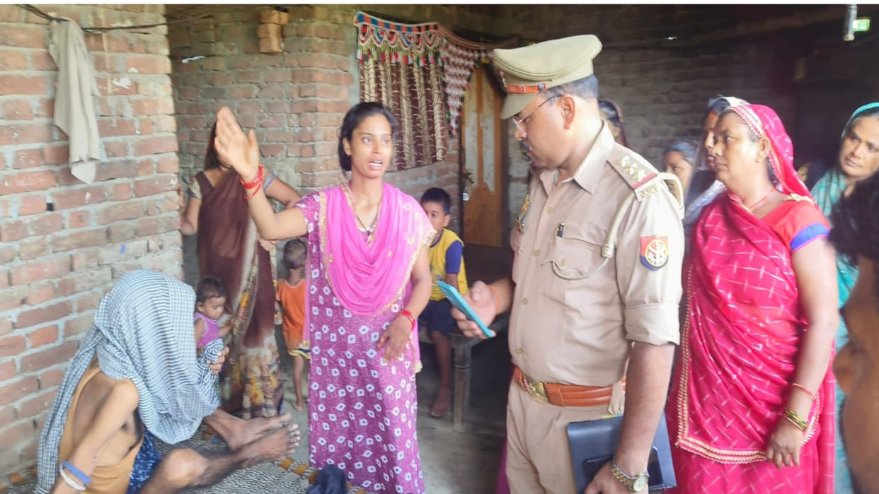 A woman was found unconscious and injured under the thatched roof in the colony, her throat was slit