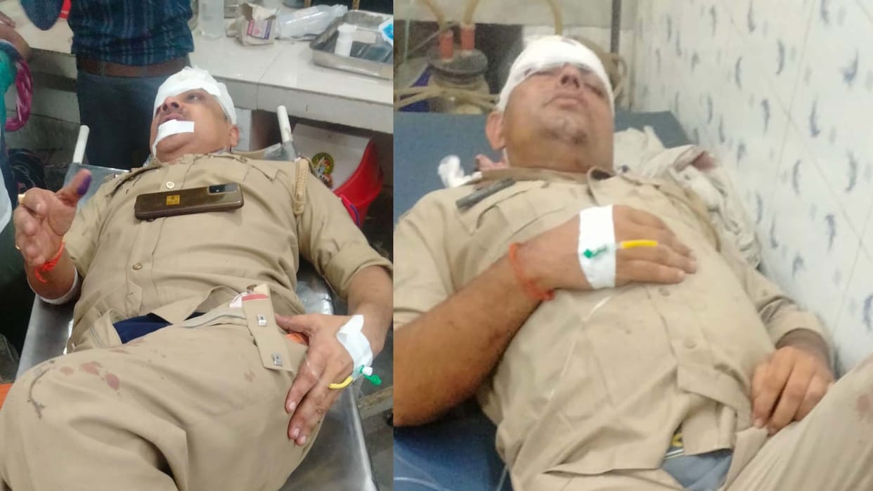 Etawah: Two trucks climbed over police jeep, inspector and driver injured