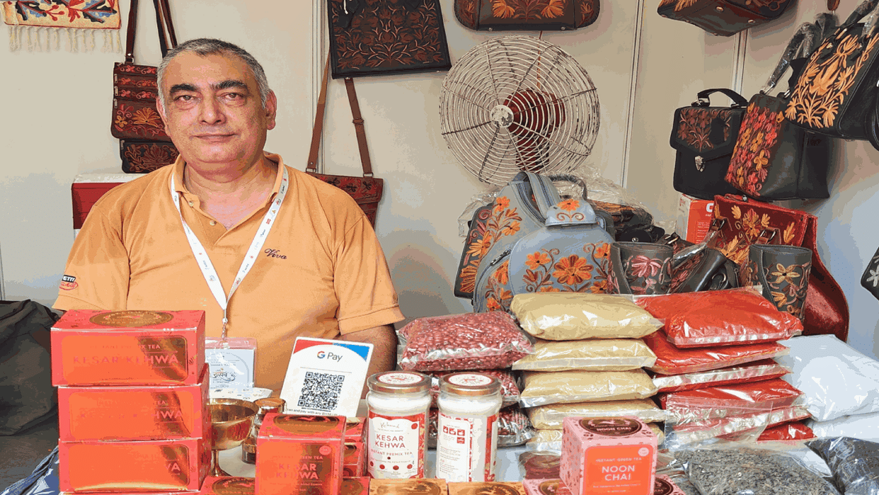 Shopkeeper Rajeev Dhar said he is sending organic products from Kashmir to Kanyakumari for migrant Kashmiris