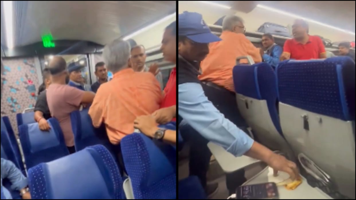 Vande Bharat Express Train passenger slaps waiter video viral news in hindi
