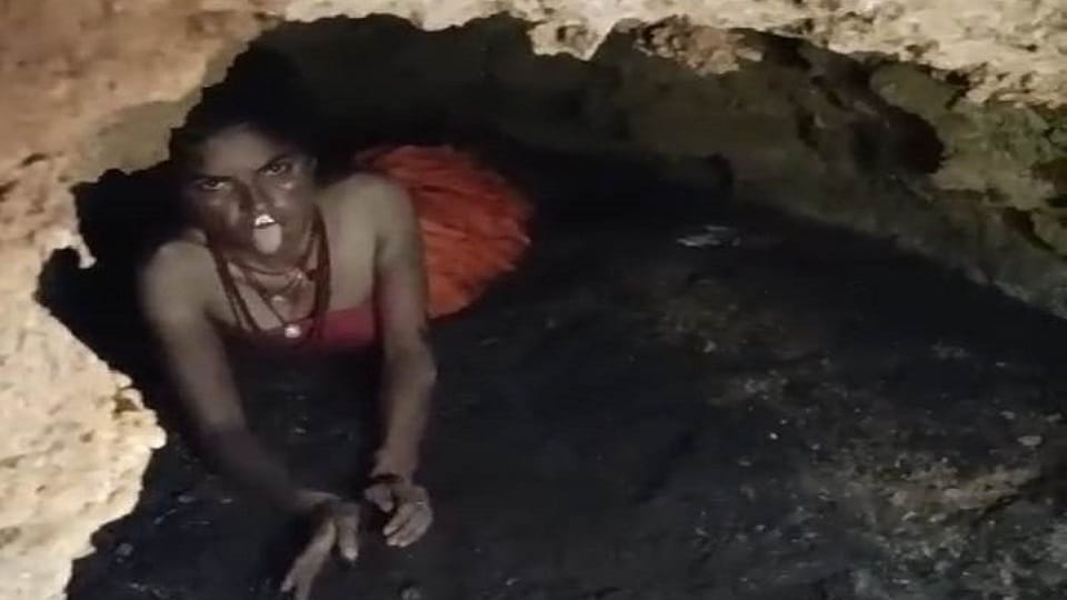 Sonbhadra Girl missing for three months found in cave doing snake like actions