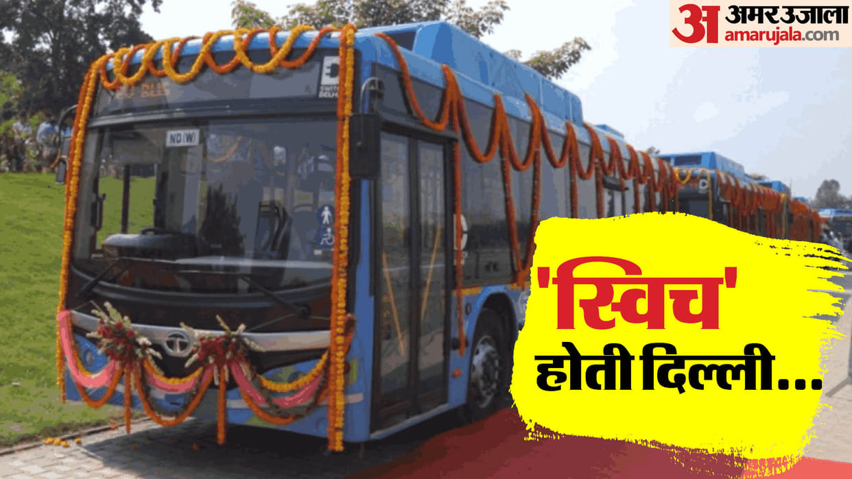 Transport Minister Kailash Gehlot and LG VK Saxena flagged off 320 more new e-buses