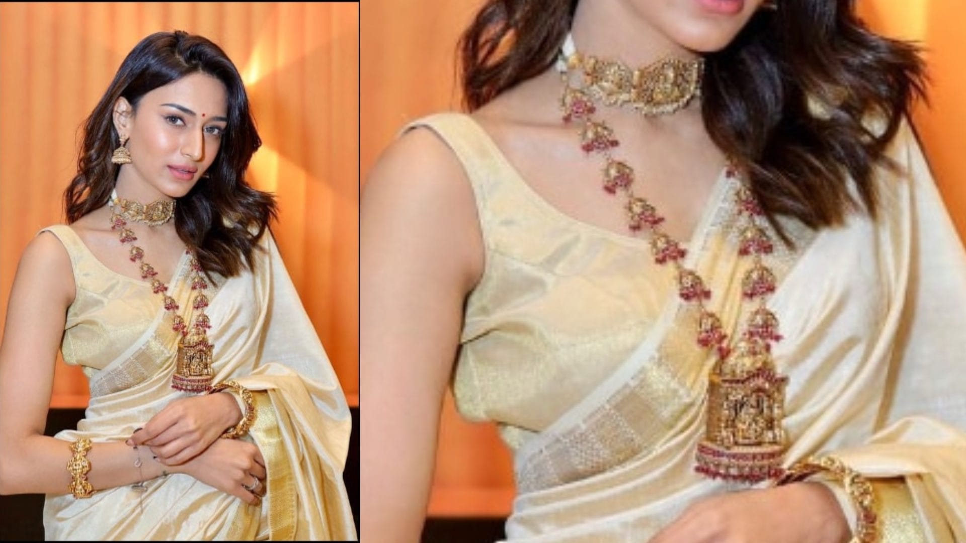 Trendy Temple Jewellery collection inspired by actress history and details about Temple Jewellery