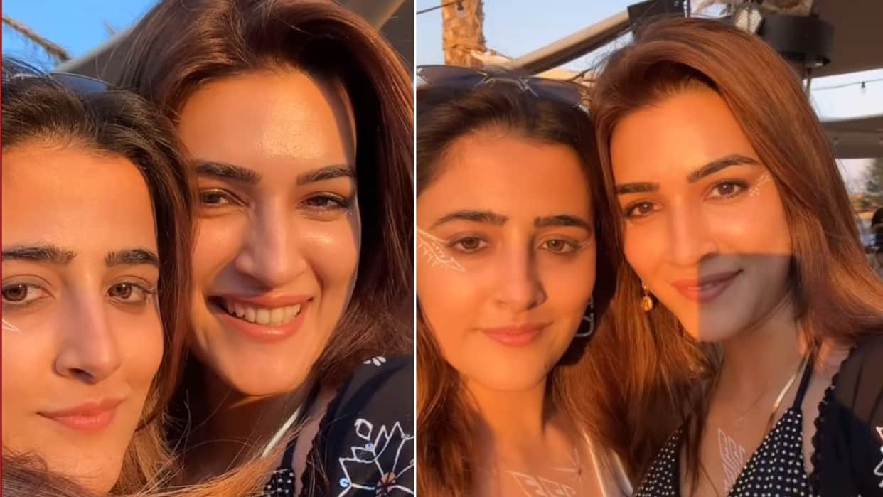 Kriti Sanon vibes with sister Nupur during their Greece vacation sibling goals golden hours viral