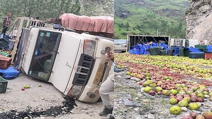 jeep loaded with apples, pears and plums crashed, three people including the driver injured