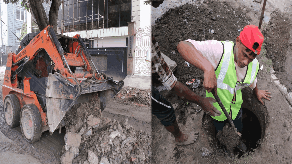 MCD launched a campaign to clean drains in Rajinder Nagar after delhi rain