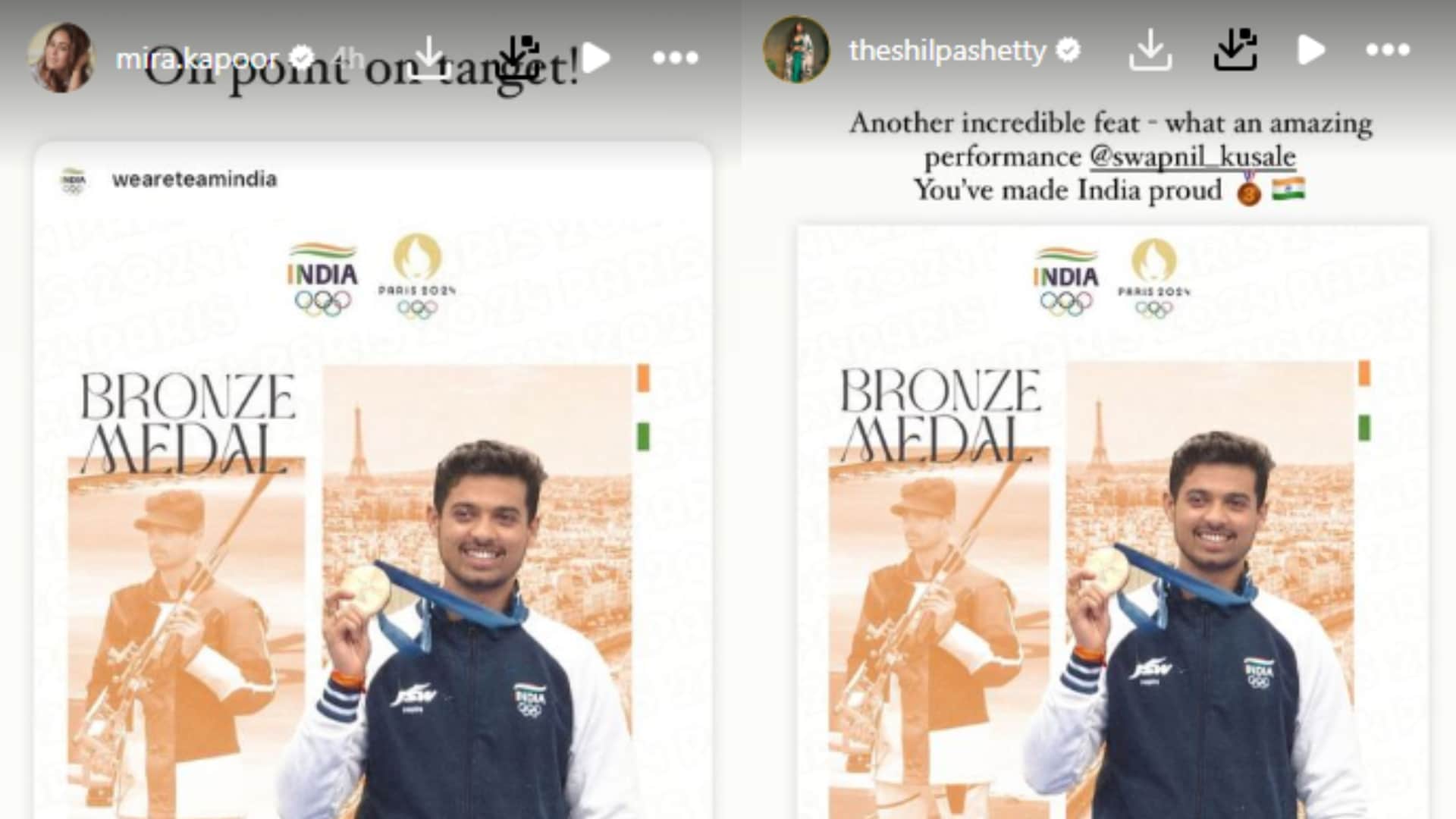 Paris Olympic 2024 Swapnil Kusale won the third medal for country Bollywood stars congratulated wholeheartedly
