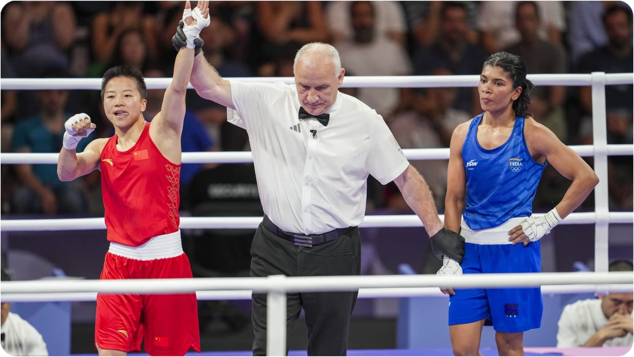 Indian Boxer Nikhat Zareen defeat against china`s Wu Yu in Paris Olympics 50 kg round 16 match