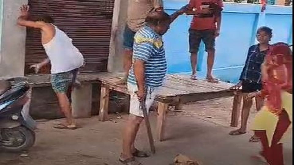 Attempt to capture Ambedkar Park when villagers stopped bully took out his sword Video went viral