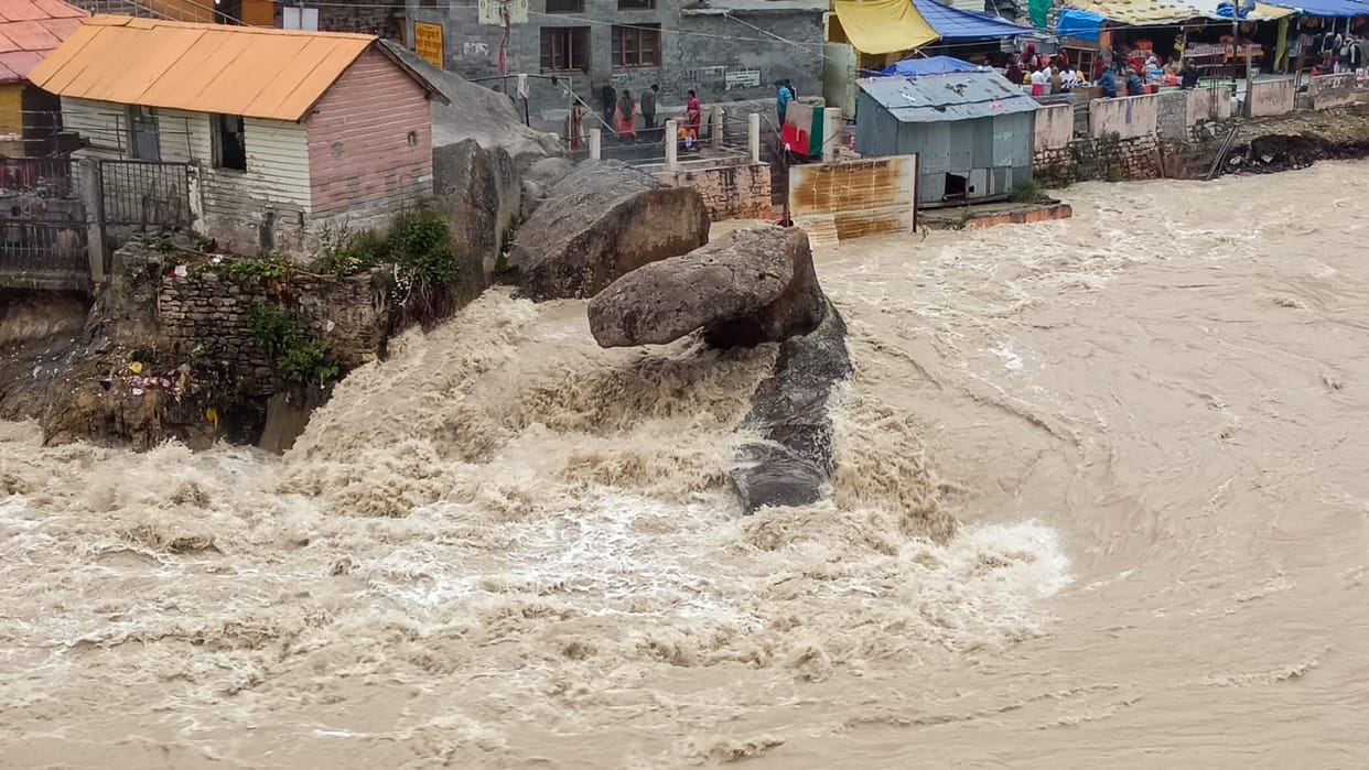 Two brothers riding a bike fell into the Ganga after hitting stones after an avalanche in Chamoli
