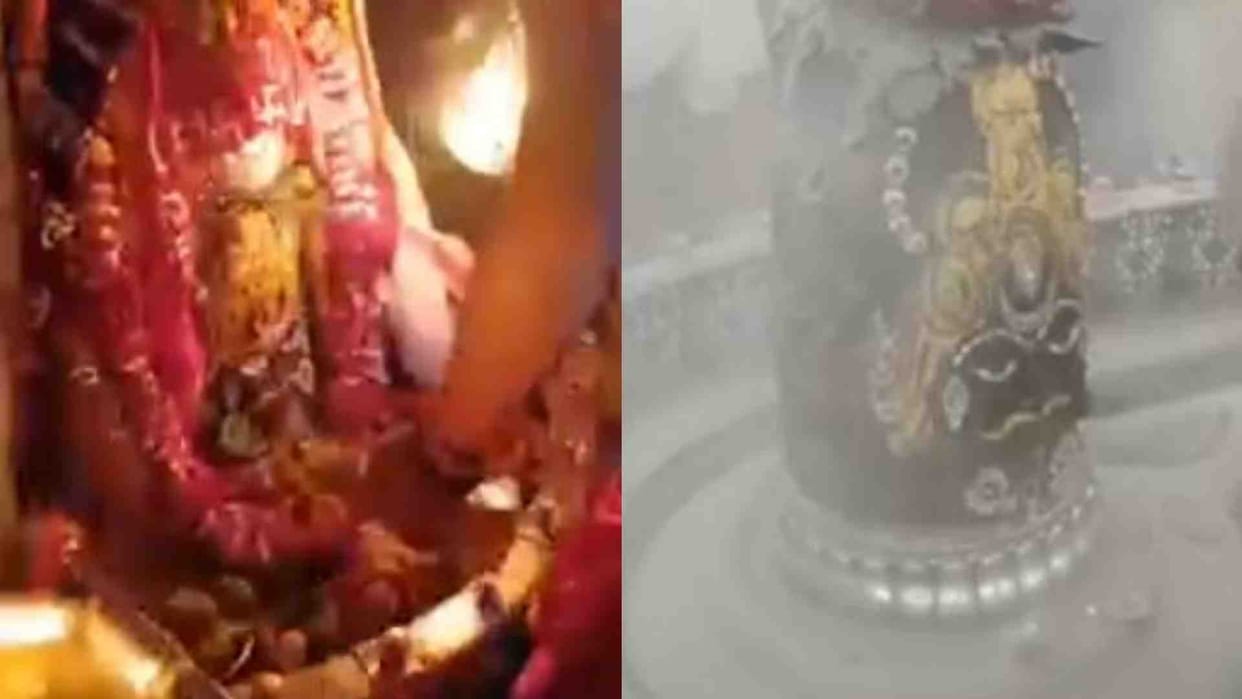 Baba Mahakal's Bhasma Aarti...made up with hemp and sandalwood, wore a garland of roses