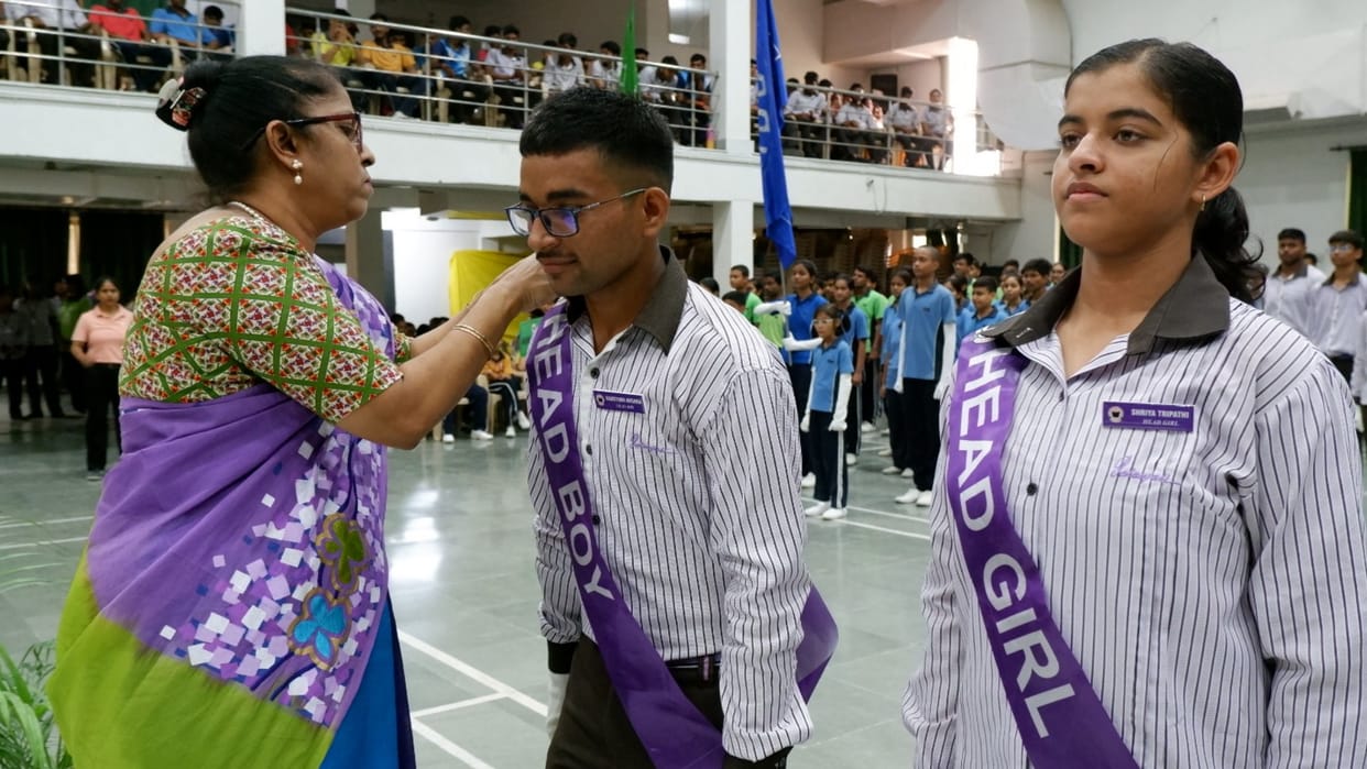 Ganga-Gurukulam School: House wise student investiture ceremony concluded, Kaustubh became head boy and Shreya