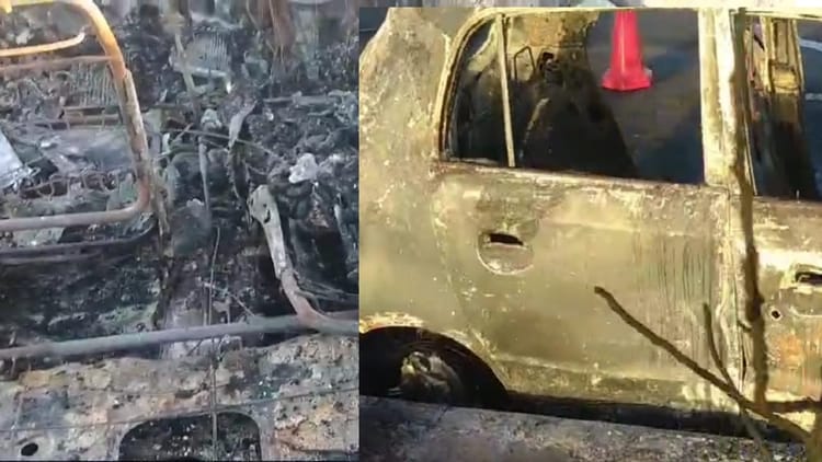 नारनौल में चलती गाड़ी में लगी आग: जिंदा जला चालक, दमकल ने आग पर पाया काबू; NH152 D पर हुआ हादसा