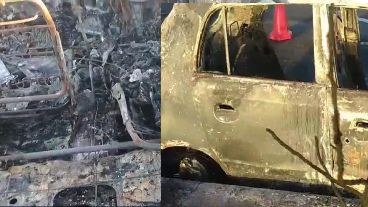 Fire breaks out in moving vehicle in Narnaul, Driver burnt alive, fire brigade brought the fire under control