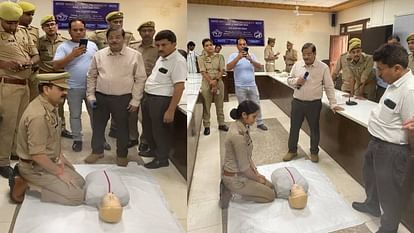 Training given in Agra on how to save peoples breath by giving CPR