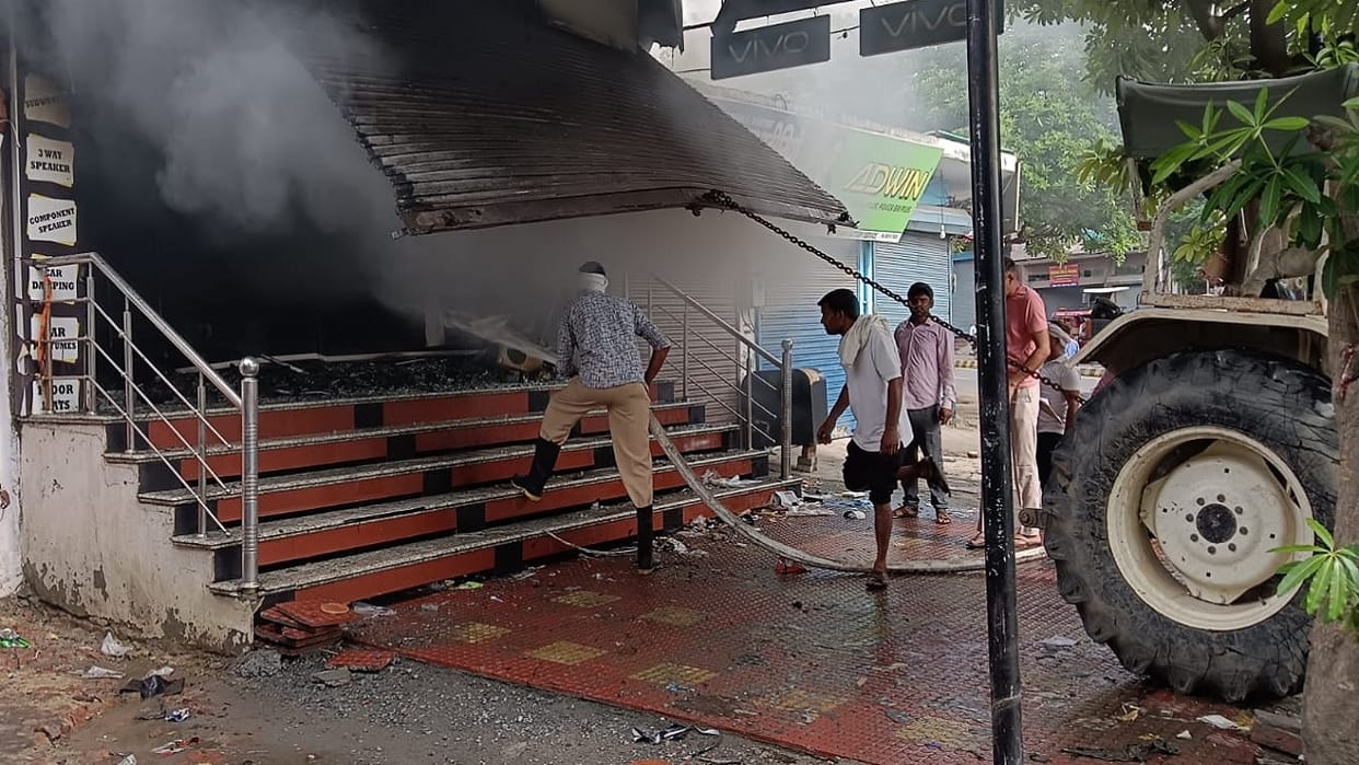 Fire broke out in car and bike accessories shop in Sonipat