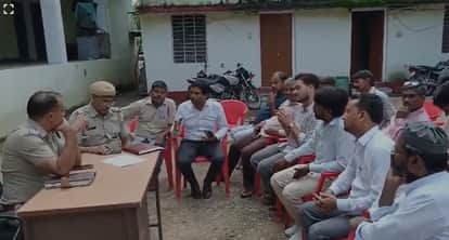 Meeting in police station regarding security arrangements on Shravan Teej
