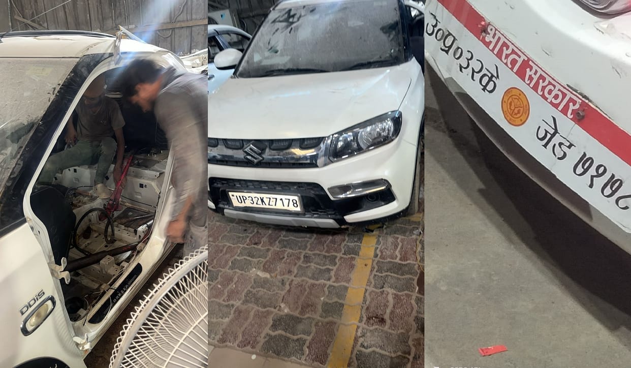 Car riders ran away after filling diesel from petrol pump, Indian government logo was installed on car