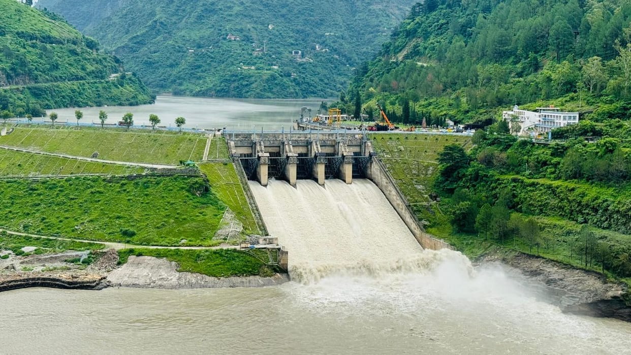 Pandoh Dam Gate Opened All five gates of Pandoh Dam are functional