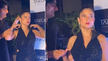 Ankita Lokhande looks angry after sandeep singh pulled down her dress in front of vicky jain video goes viral