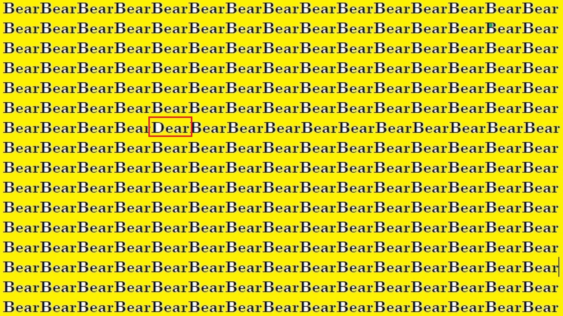 optical illusion Iq test can you spot dear among bear in 11 seconds