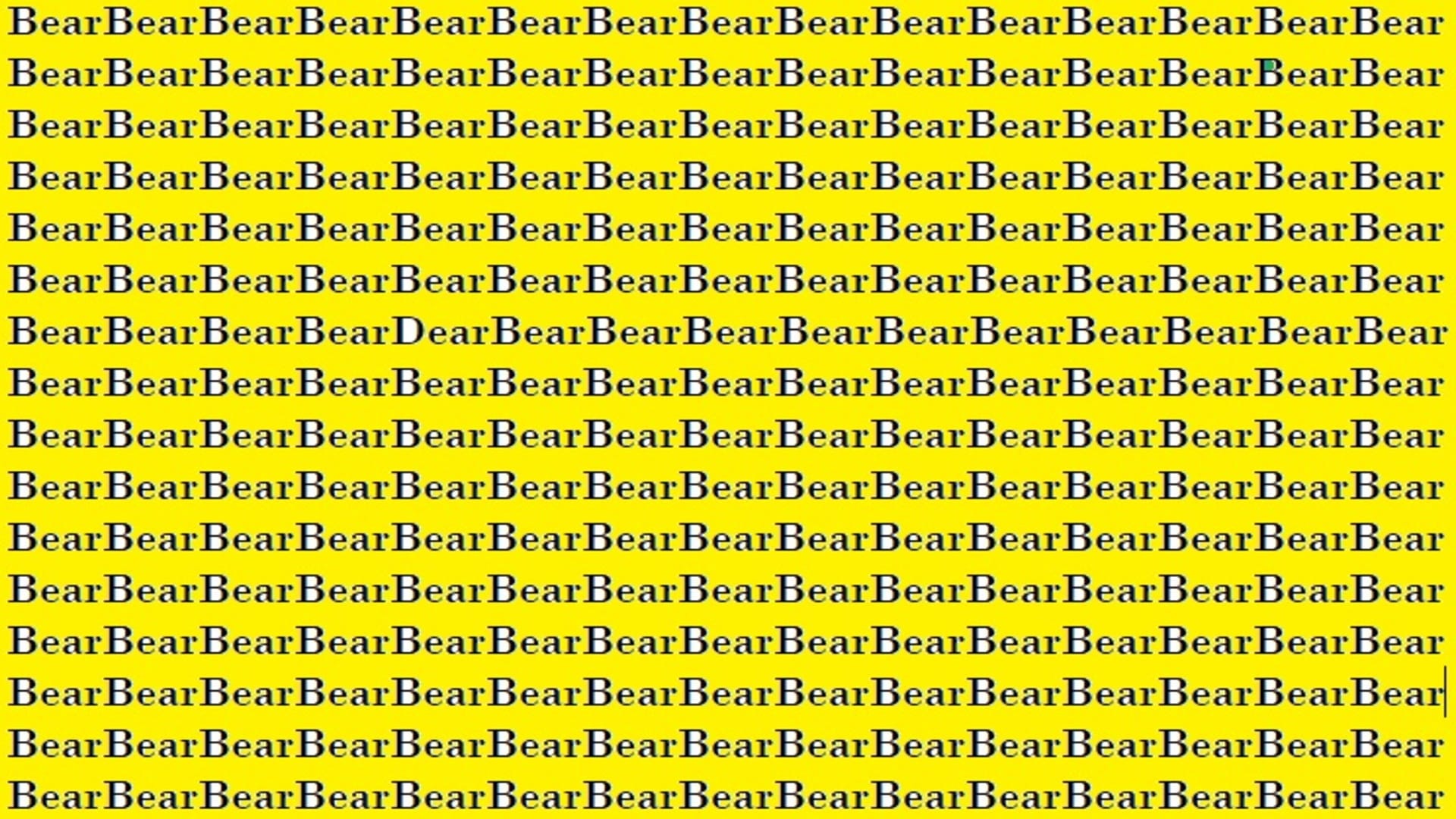 optical illusion Iq test can you spot dear among bear in 11 seconds