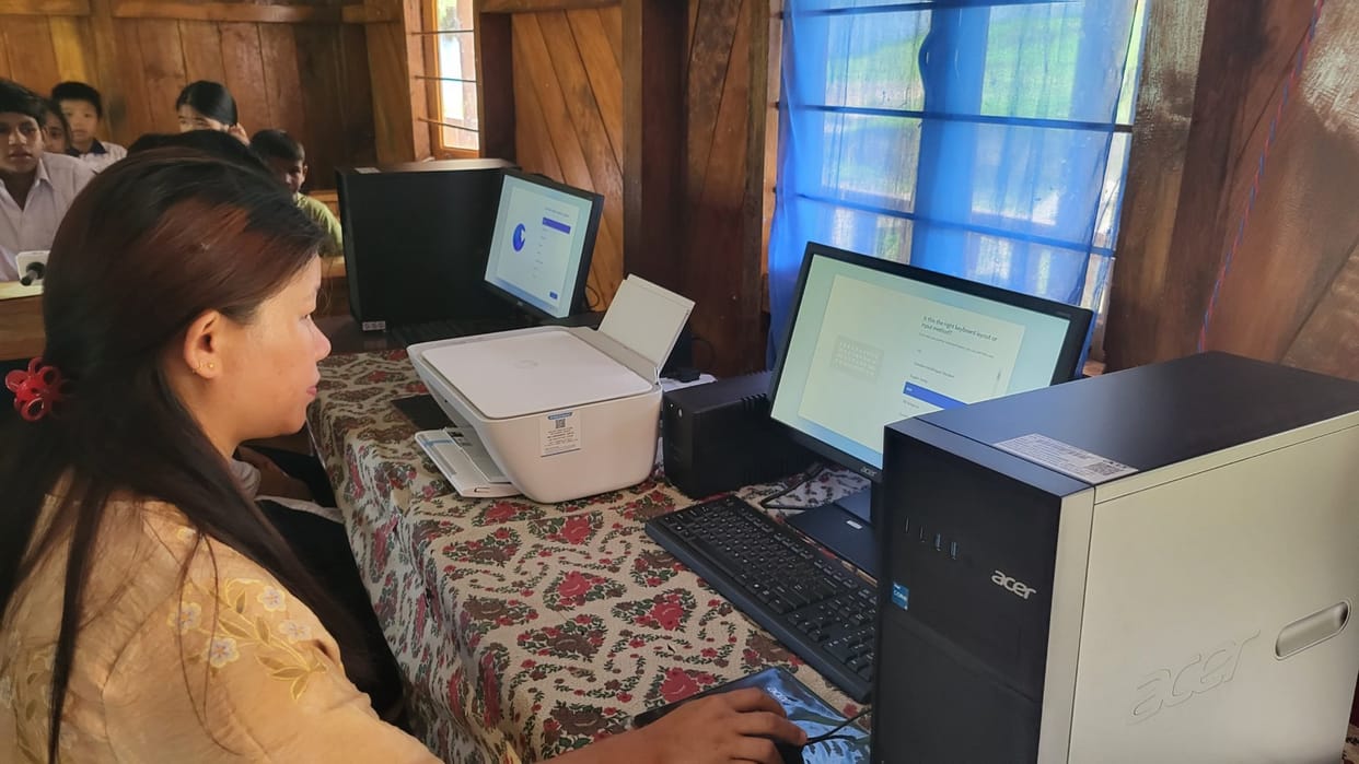 Amar Ujala Foundation Computer and Educational content sent to Arunachal Pradesh Village near India China Bord