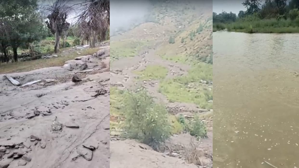 Himachal Weather: Flood in Fandi Nala above Jobrang village in Lahaul, imd heavy rainfall forecas