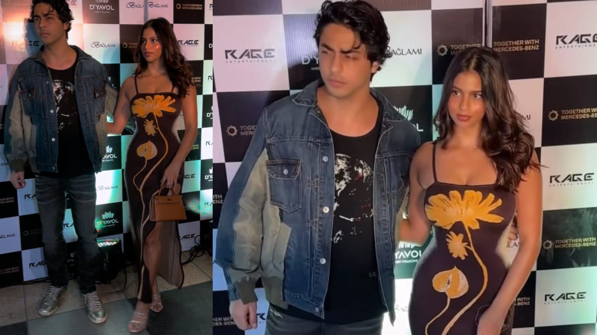 Suhana Khan look in floral bodycon dress in a party with aryan khan disprj