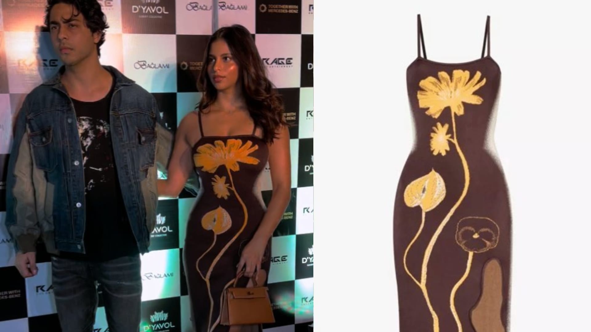 Suhana Khan look in floral bodycon dress in a party with aryan khan disprj