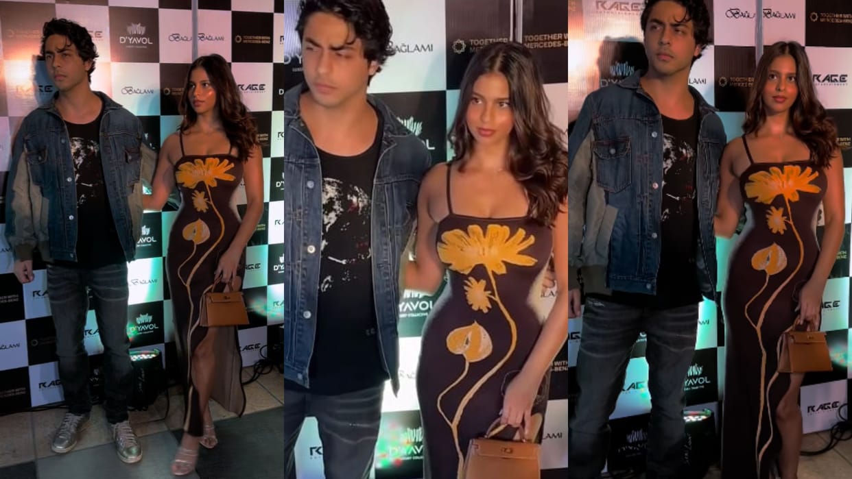 Suhana Khan look in floral bodycon dress in a party with aryan khan disprj