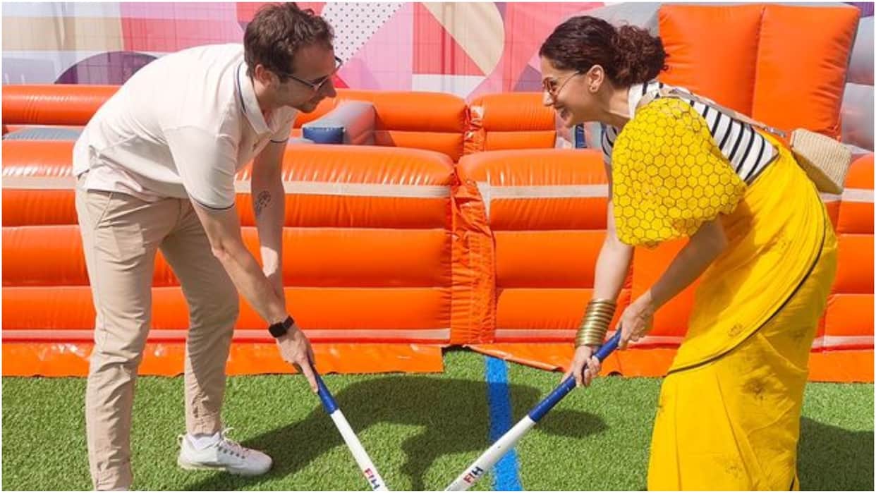 Phir Aayi Hasseen Dillruba and Khel Khel Mein actress Taapsee Pannu seen playing Hockey with hubby Mathias Boe