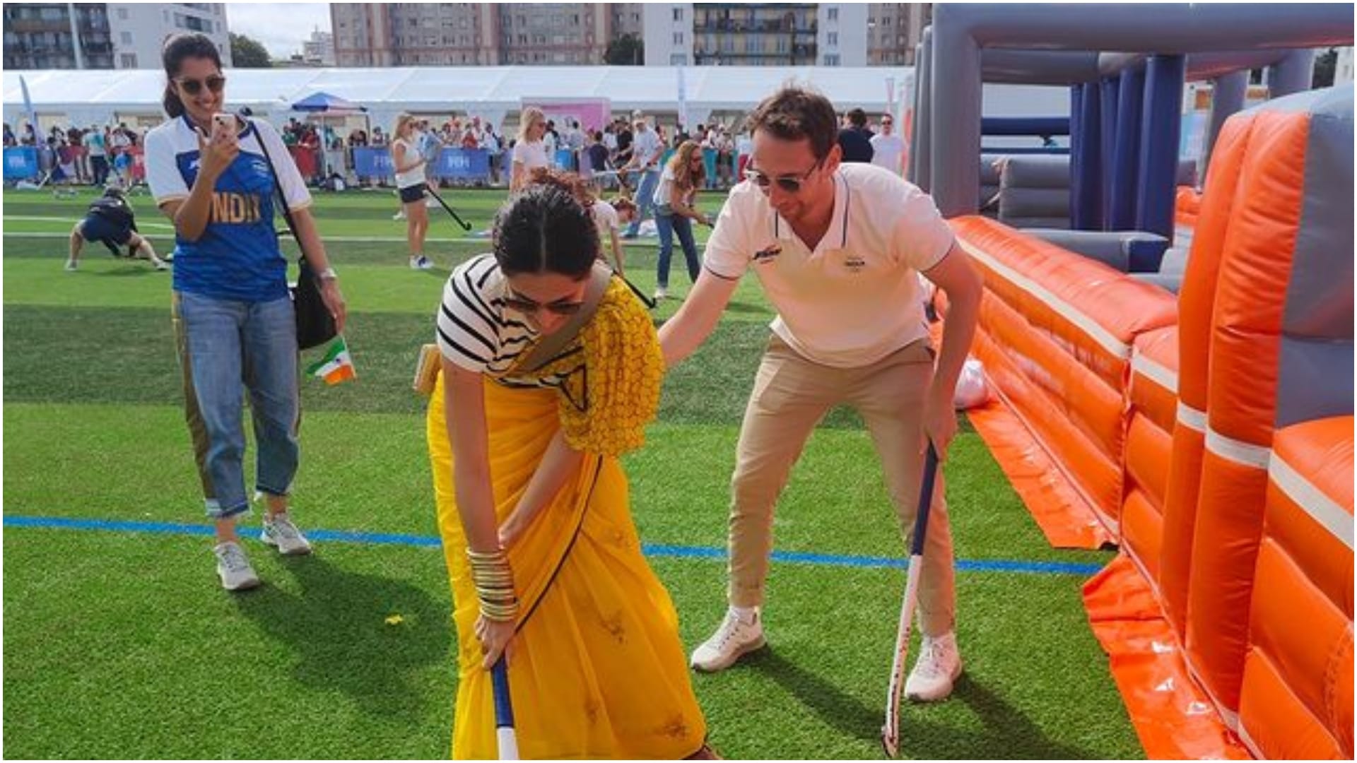 Phir Aayi Hasseen Dillruba and Khel Khel Mein actress Taapsee Pannu seen playing Hockey with hubby Mathias Boe