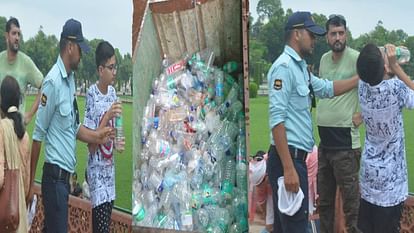 Tourists upset water bottles asked to be emptied before being allowed to enter main dome of Taj Mahal in Agra