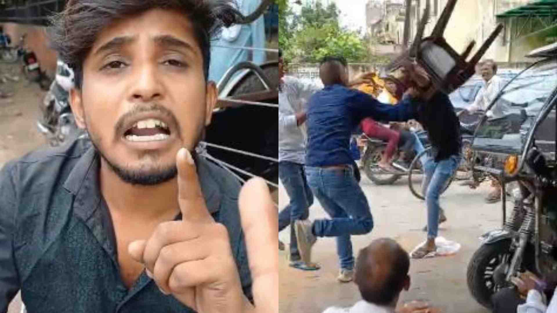 युवकी से मारपीट करते स्टैंड कर्मी।