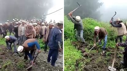 Malana villagers have taken charge to build a helipad some with spade some breaking stones