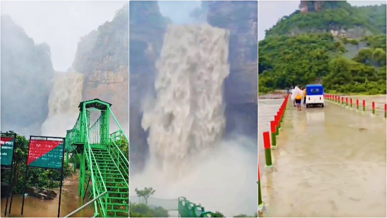 Bihar: Tourists banned from visiting Tutla Bhavani waterfall in Rohtas due to excessive water falling from it