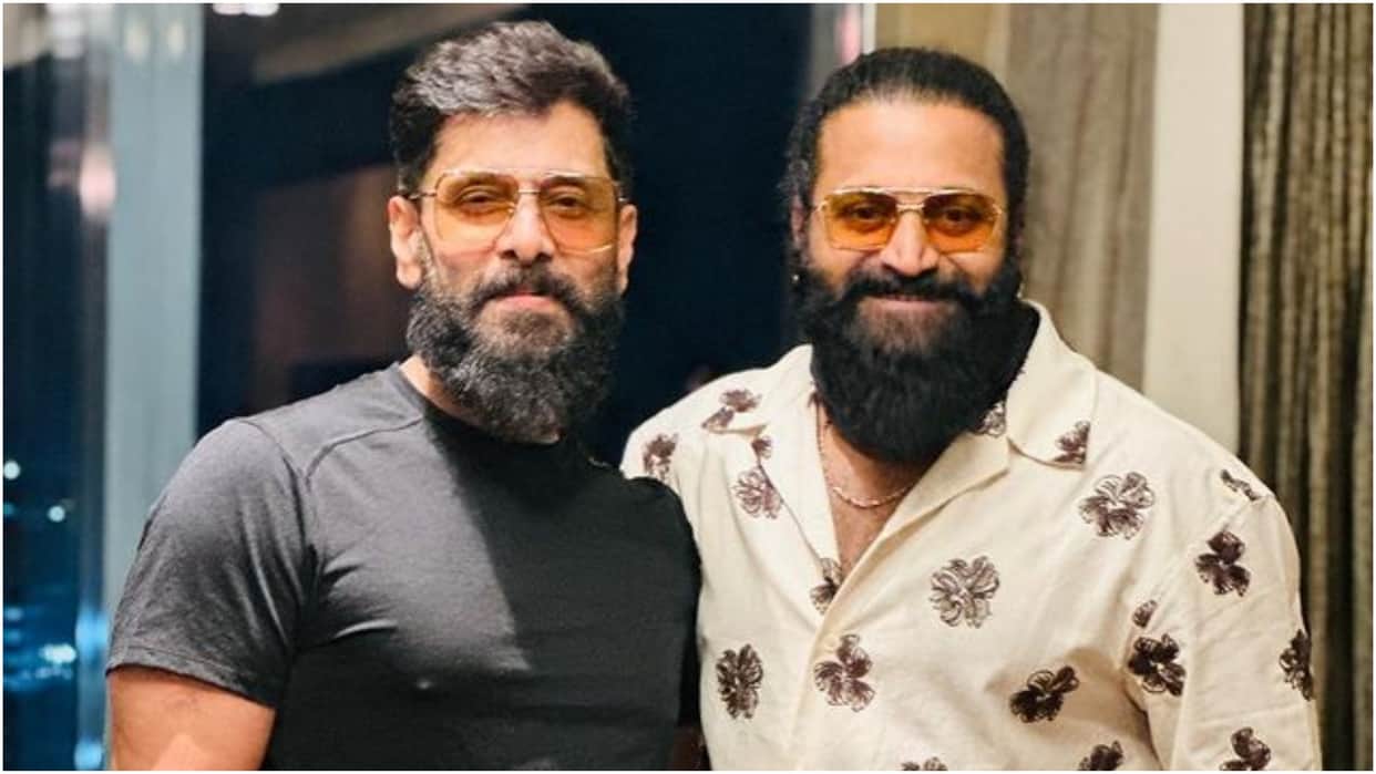 Kantara actor Rishab Shetty Meets His Idol Thangalaan actor Chiyaan Vikram After 24 Years Of Wait