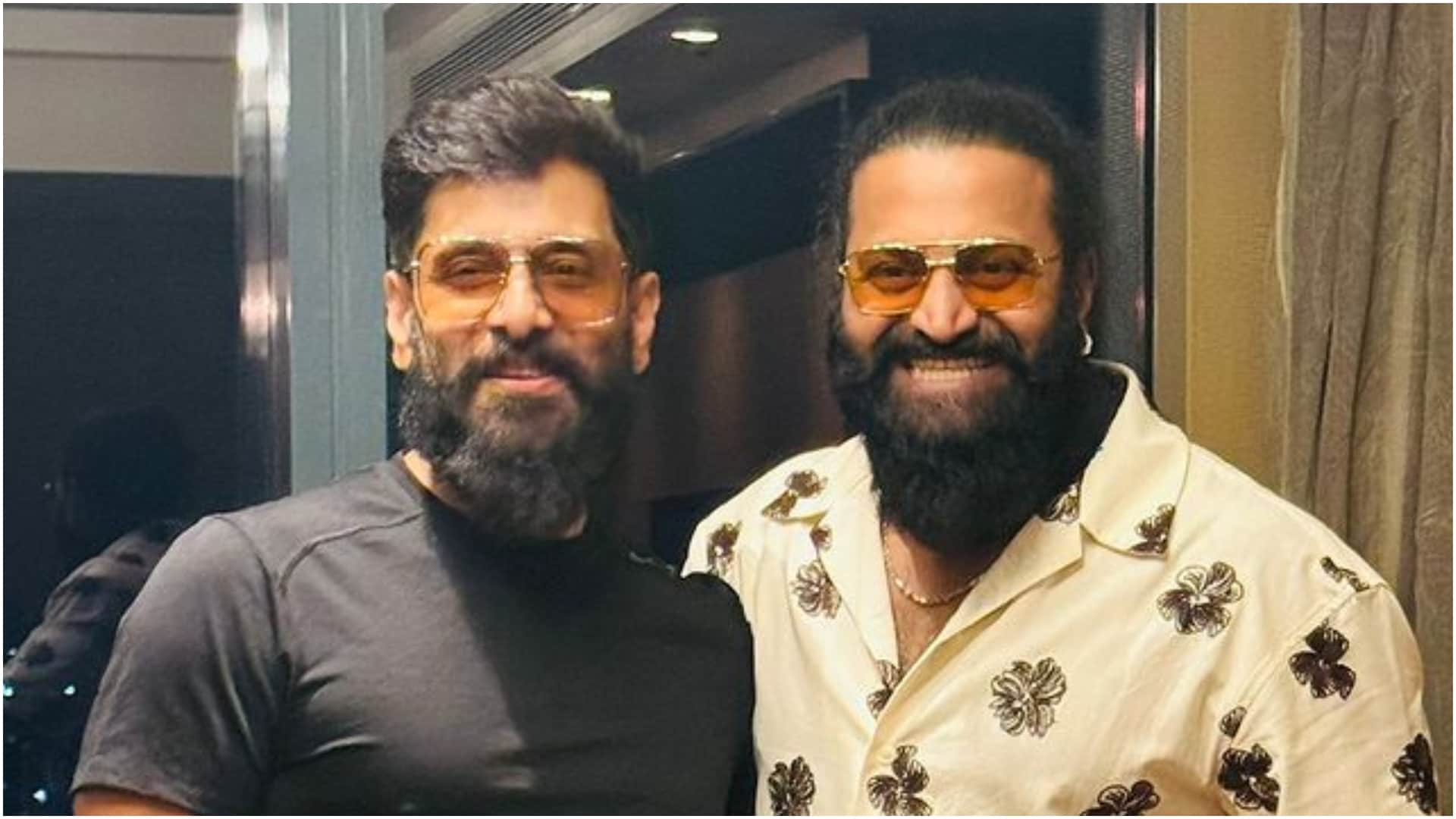 Kantara actor Rishab Shetty Meets His Idol Thangalaan actor Chiyaan Vikram After 24 Years Of Wait