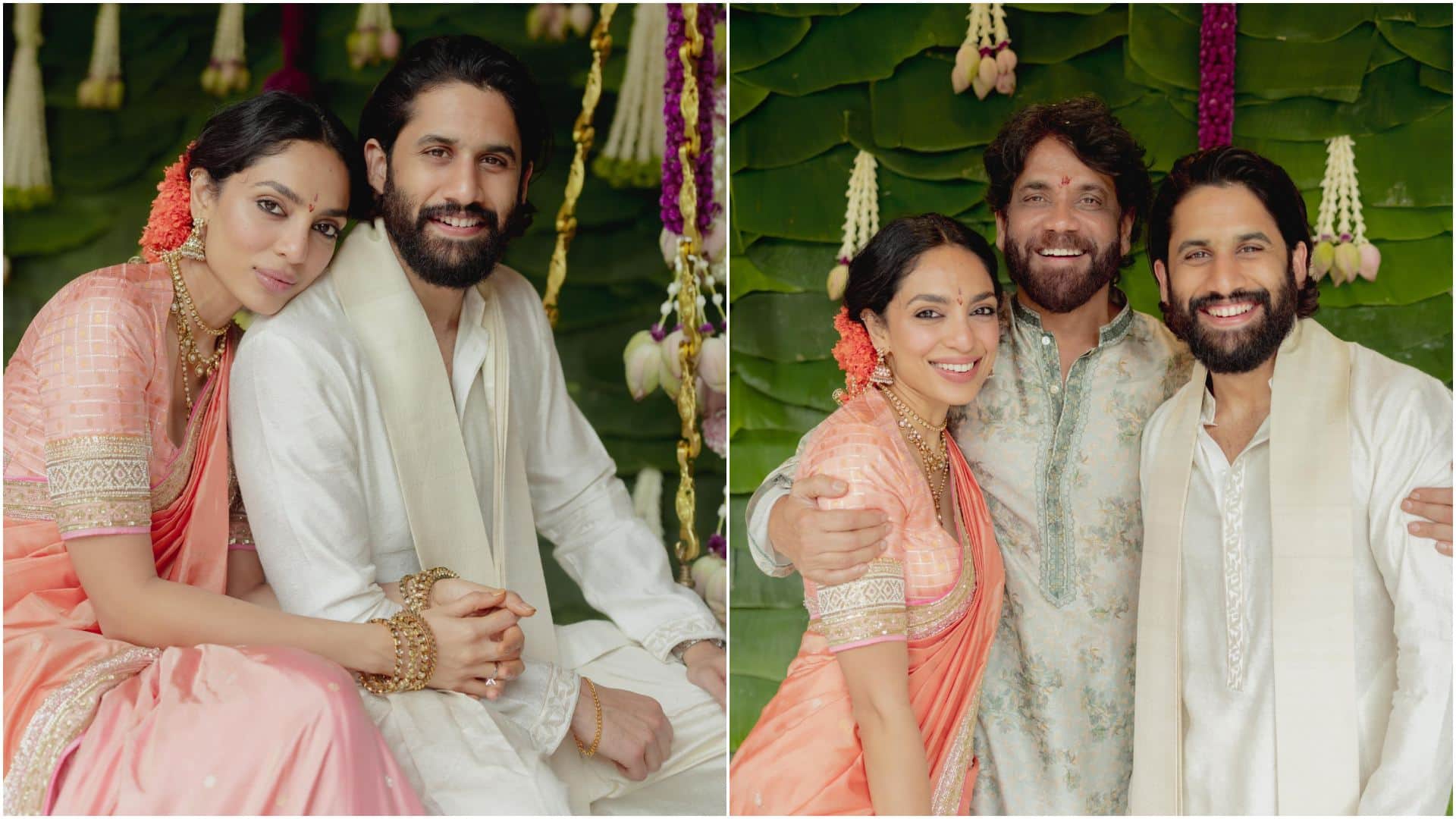 Naga Chaitanya Sobhita Dhulipala are engaged Nagarjuna blesses couple Photos Viral