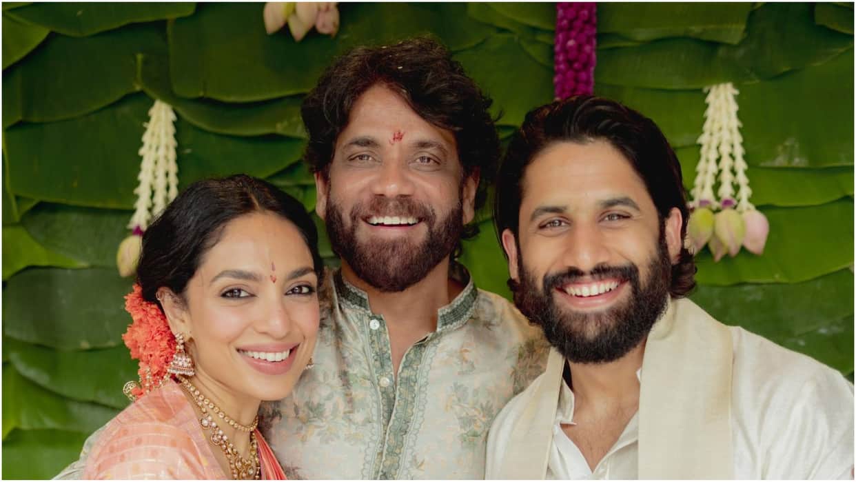 Naga Chaitanya Sobhita Dhulipala are engaged Nagarjuna blesses couple Photos Viral