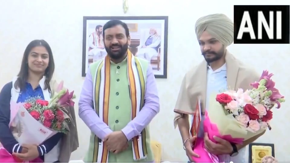 Olympic medallists Manu Bhaker and Sarabjot Singh met Haryana CM Naib Singh Saini