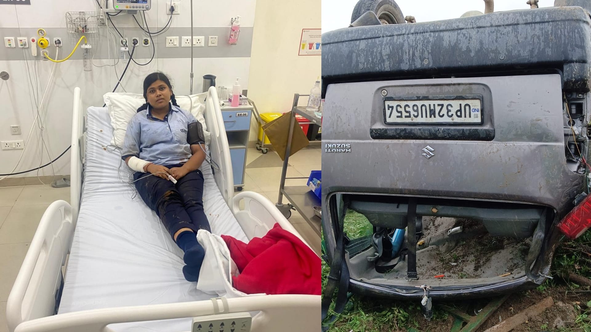 Six children injured in an school van accident in Gosaiganj Lucknow.