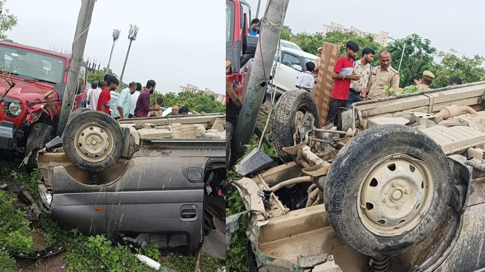 Six children injured in an school van accident in Gosaiganj Lucknow.