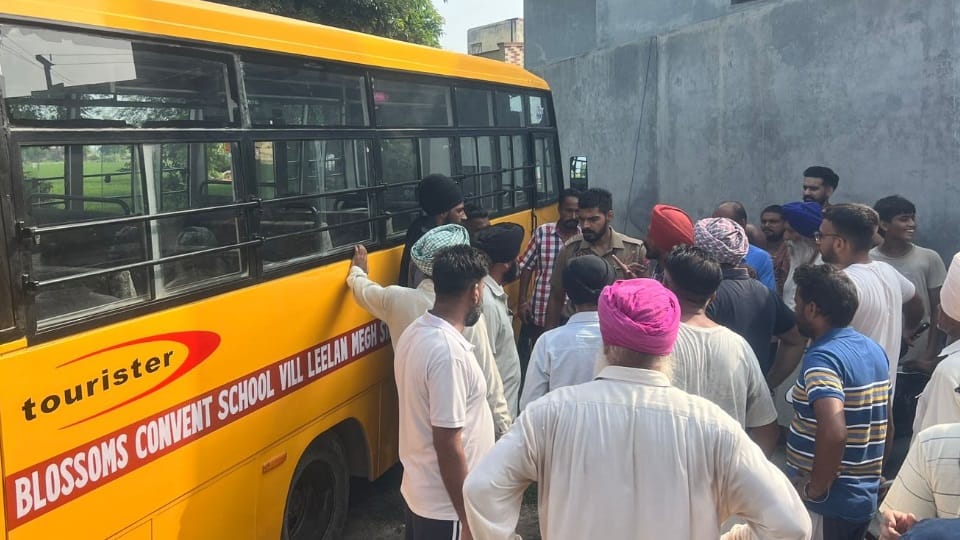 Private school bus driver rammed school bus in wall in Jagraon