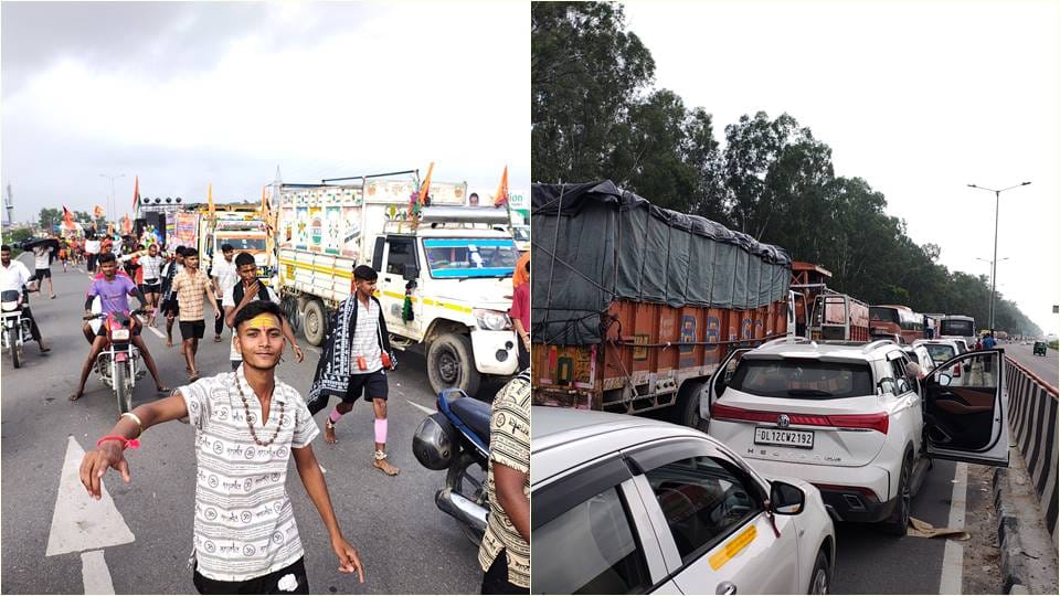 Crowd of Shiva devotees gathered to perform Jalabhishek on the fourth Monday of Sawan